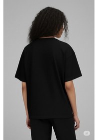 Resim Nevermind Oversize Tişört Kadın "nevermınd" Baskılı Geniş Kalıp T-shirt U Siyah 