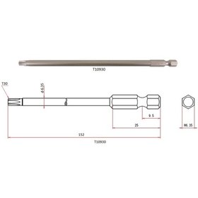 Resim vessel 446527 T30x150 MM Torx Bits Uç 