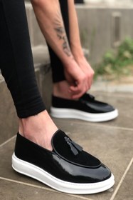 Resim Mida Shoes Erkek Siyah Rugan Süet Klasik Püsküllü Corcik Ayakkabı 