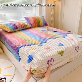 Resim 3 Parça Kalın Süt Kadife Çarşaf + 2 Yastık Kılıfı, Yumuşak ve Rahat Oturma Odası Misafir Odası Otel Tam Kaplama Yatak Takımı (Yastık İçi Dahil Değildir) 