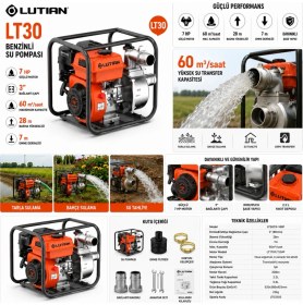Resim Lutian LT30 Benzinli Su Motoru 3 Inç 7 Hp Su Pompası 60 Ton/saat 