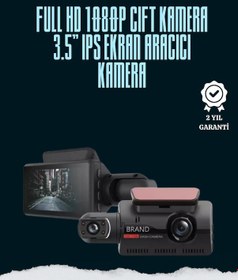 Resim Çift Lensli Araç İçi Kamera - Park Koruma, Gece Görüş Ve Tarih Damgası 