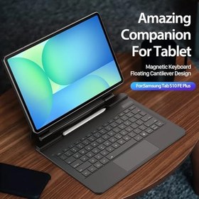 Resim Fogy Samsung Galaxy Tab S10 Fe Plus 13.1" ile Uyumlu Magic Keyboard Touchpad Rgb Işıklı Klavyeli Kılıfı Sm-x620 