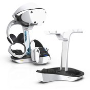 Resim cosmostech Ps5 Vr2 Sanal Gerçeklik Gözlüğü Uyumlu Şarj Standı – Hızlı Şarj , Kulaklık & Vr gözlük Aparatlı RGB 