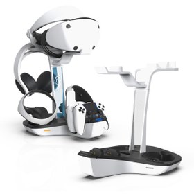Resim cosmostech Ps5 Vr2 Sanal Gerçeklik Gözlüğü Uyumlu Şarj Standı – Hızlı Şarj , Kulaklık & Vr gözlük Aparatlı RGB 