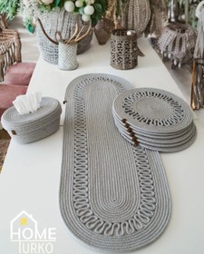 Resim Sunum Takımı, Peçetelikli Supla Runner - Gri / 30x30cm Supla - 30x70cm Runner 