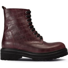 Resim Deery Hakiki Deri Bordo Kadın Bot Bordo (540127290) Bordo 