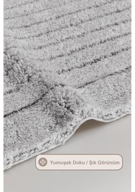 Resim Elart Luin Banyo Halısı Paspas Takımı Pamuklu 2 Adet 60x100 Cm Gri Gri 