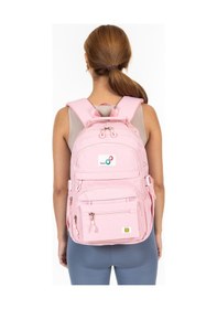 Resim Krınkıl Kumaş Su Geçirmez Ve Çok Bölmeli Sırt Çantası Günlük, Okul Ve Seyahat İçin - Pembe Pembe 
