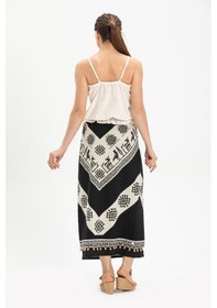 Resim Eliş Şile Bezi Fileli Şile Bezi Taş Baskı V Desen Yazlık Etek Siyah Syh-siyah Siyah 