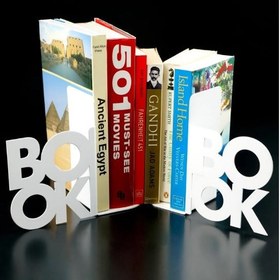 Resim BOOK Yazılı - İki Satırlı Metal Kitap Tutucu & Bookend - Siyah 