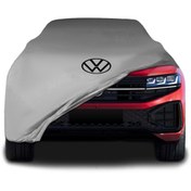 Resim ULTRASHOP Volkswagen Touareg 3 (2023 - ) Gri Kumaş Araba Branda Logolu Kumaş Araba Brandası Penye Oto Branda 