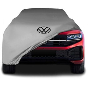 Resim ULTRASHOP Volkswagen Touareg 3 (2023 - ) Gri Kumaş Araba Branda Logolu Kumaş Araba Brandası Penye Oto Branda 