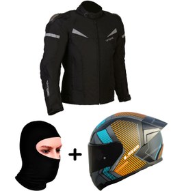 Resim LS2 ProheI COLOMBIA MONT SİYAH-ANTRASIT+RAPID 2 RACE EXTRA MAT GRİ-NEON TURUNCU KASK+VEXO BALAKLAVA 