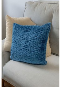 Resim Bohem 4'lü Dekoratif Yastık Kılıfı Kırlent Kılıfı 45x45 Cm Petrol Mavisi Zikzak Desen Petrol Mavisi 