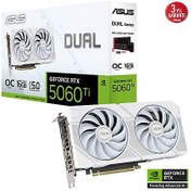 Resim ASUS VGA DUAL-RTX5060TI-O16G-WHITE-NVIDIA-GEFORCE-RTX 5060 TI-16G-16GB GDDR7-128bit--OC-HDMI-3xDP-DLSS4 EKRAN KARTI 