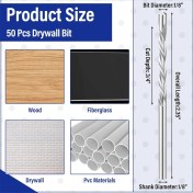 Resim Stellar 50 Adet Alçıpan Ucu 1/8 Inç Spiral Testere Ucu Kesme Uçları (Yurt Dışından) 