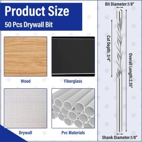 Resim Stellar 50 Adet Alçıpan Ucu 1/8 Inç Spiral Testere Ucu Kesme Uçları (Yurt Dışından) 