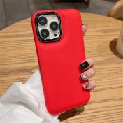 Resim HappyCase Iphone 13 Pro Kılıf Düz Puffer Kamerası Açık Puff Kılıf Kapak-Kırmızı 