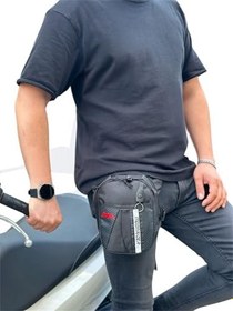 Resim Motosiklet Bacak ve Bel Çantası, Suya dayanıklı Ayarlanabilir Kemerli, Siyah,unisex motorcu çantası 