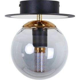 Resim Mediterian Şık Siyah Gold Füme Modern Metal Tavan Avizesi 19x19 