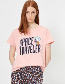 Resim Snoopy Lisanslı Yazılı Baskılı Pijama Takımı 