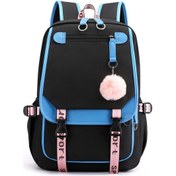 Resim Jeehugo Siyah-mavi Renkli Üniversite Öğrenci Çantası, Usb Dışarı Aktarımı, Hafif, Dayanıklı, Outdoor Seyahat Ve Bilgisayar Taşıma Fonksiyonu İle Çok Katmanlı Sıfır Desenli Sırt Çantası Çok Renkli 