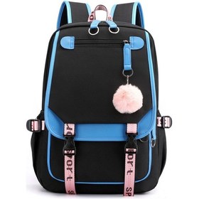 Resim Jeehugo Siyah-mavi Renkli Üniversite Öğrenci Çantası, Usb Dışarı Aktarımı, Hafif, Dayanıklı, Outdoor Seyahat Ve Bilgisayar Taşıma Fonksiyonu İle Çok Katmanlı Sıfır Desenli Sırt Çantası Çok Renkli 