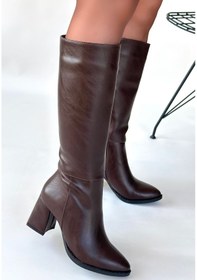 Resim Sepet365 Morena Acı Kahve Cilt Topuklu Çizme Çok Renkli 