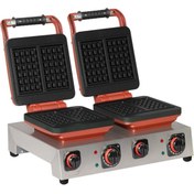 Resim OMAKE Sabit Ikili Waffle Makinesi Brüksel 3x5 Mini 
