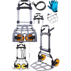 Resim Staxx Power 120KG Kapasiteli Katlanır Koli Yük Paket Taşıma El Arabası 360° Dönen Sap + Teleskopik Uzayan Kol 