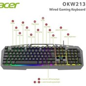 Resim Acer Okw213 Gri Rgb Rainbow Backlit Gaming Keyboard Rainbow Kablo Uzunluğu 1,5mt 