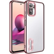 Resim Fibaks Redmi Note 10 - 10s Kılıf Kamera Lens Korumalı Şeffaf Renkli Logo Gösteren Parlak Kapak 