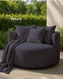 Resim Velura Home & Living Miz Berjer & Puf & Armut & Tekli Koltuk & Dinlenme Koltuğu - Koyu Gri 