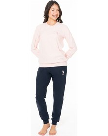 Resim U.S. Polo Assn. U.s Polo Assn. 20125 Kadın İnce Polar Uzun Kollu Bisiklet Yaka Paçası Bantlı Rahat Ev Giyim-pembe Pembe 