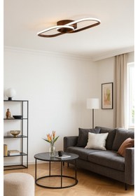 Resim Zzez Kahverengi Modern Tasarım Cafe - Salon - Mutfak - Hol - Yatak Odası Beyaz Led Avize Kahverengi 