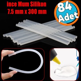 Resim 84 Adet Ince Mum Silikon 7.5 mm Uzunluk 30 cm Çubuk Sıcak Silikon Hobi Eşya Maket Yapıştırma Slikon 