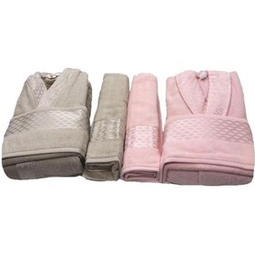 Resim Özdilek Aile Bornoz Seti Elissa Taş Pudra 