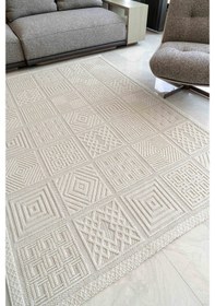 Resim Katia Yumuşak Örgü Bukle Modern Dokuma Halı Çocuk Oturma Odası Halısı Salon Mutfak Halısı Beyaz 