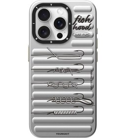 Resim İphone 15 Pro Uyumlu Kılıf Magsafe Şarj Özellikli Youngkit Fishing Serisi Kapak Gri 