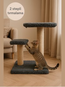 Resim Genel Markalar İki Adımlı Stepli Oyun Alanlı Ve Eğlenceli 44 Cm Kedi Tırmalama Tahtası 