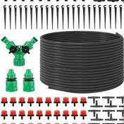 Resim 50ft Sulama Kiti, 1/4 İnç Damla Sulama Tüpü ile 148 Parça, 20 Adet Sulama Başlığı, 30 Adet Kırmızı Damlalık, Bahçe Çim, Saksılar ve Seralar için Bitki Sulama Sistemi 