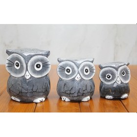 Resim Ahşap 3'lü Baykuş Seti Model 2 - 9008882853500do 