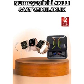 Resim Prativas Wireless Şarjlı Akıllı Saat Dijital Göstergeli Kablosuz Bluetooth Kulaklık Nabız Ölçer 