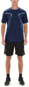 Resim Ghassy Co. Erkek Ultra Esnek Nem Emici Vücut Geometrik Hızlı Kuruyan Hafif Spor T-shirt LACİVERT M 