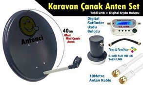 Resim Antenci 40 CM Karavan Çanak Anten Seti + Dijital Uydu Bulucu 