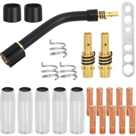 Resim Betty Becky 27 Adet MB15 Nozullar Iletişim Ipuçları Mıg Kaynakçı Torch Kiti Kuğu Boyun 15AK Mıg Kaynak Torch (Yurt Dışından) 