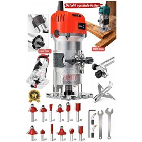 Resim Yeni Nesil Ahşap 6mm Freze Makinesi Pro Seri, 6 Kademe Devir Ayarlı, 12 Uç Dahil Profesyonel Set 