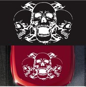 Resim Sones D-923 Üç Kafatası Desen Araba Modifiye Dekoratif Etiket Beyaz 