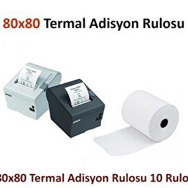 Resim Tekamo 80x80 Termal Adisyon Yazıcı Kağıdı Rulosu 50 Adet 5 Paket 